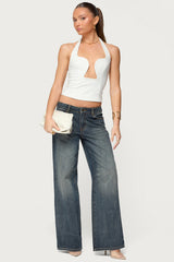 Stassy Abstract Cutout Halter Top