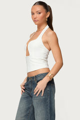 Stassy Abstract Cutout Halter Top