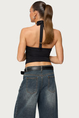 Zola Cutout Beaded Halter Top
