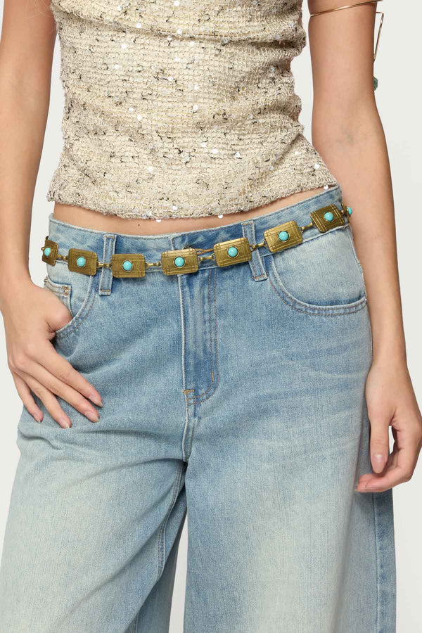 Vintage Stone Pendant Chain Belt view 1