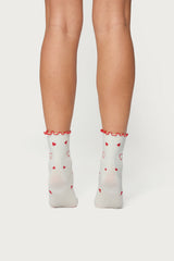 Contrast Frilly Socks