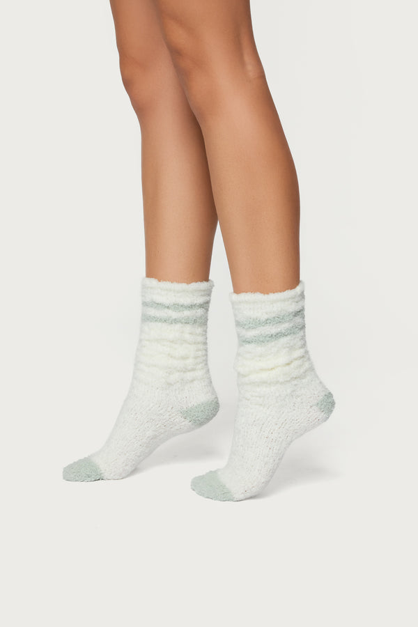Stripey Fuzzy Scrunch Socks view 1