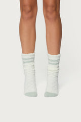 Stripey Fuzzy Scrunch Socks