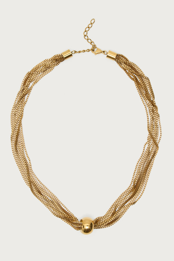 Layered Chain Ball Pendant Necklace view 2