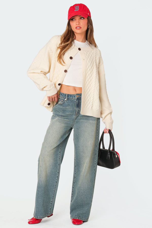 Rory Oversized Cable Knit Cardigan view 2