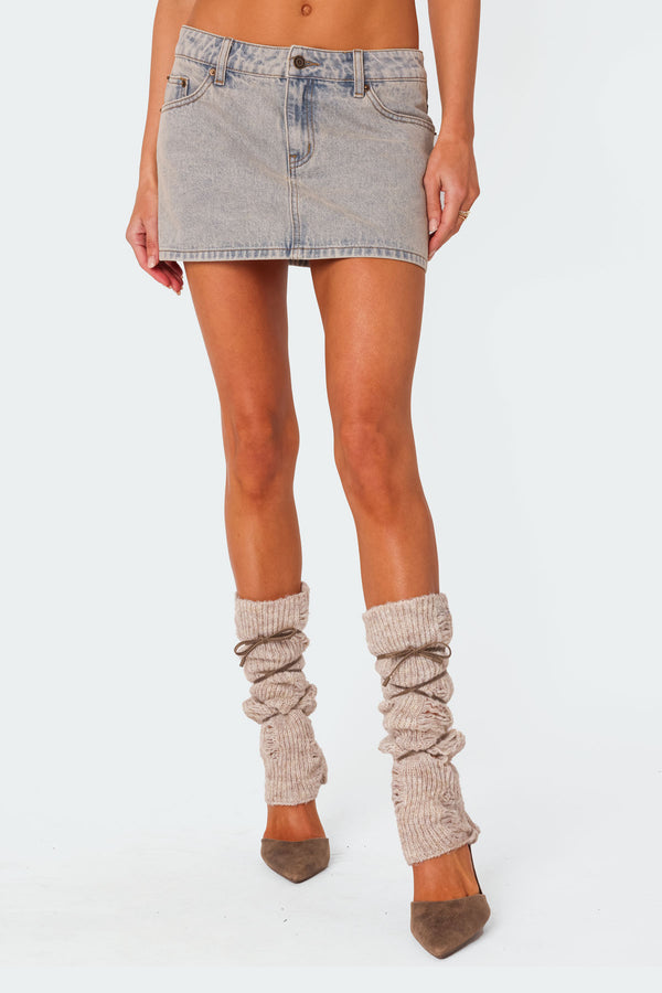 Vintage Washed Denim Mini Skirt view 2