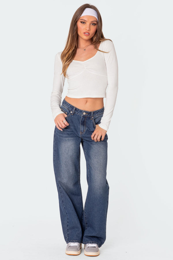 Karie Mid Rise Baggy Jeans view 1