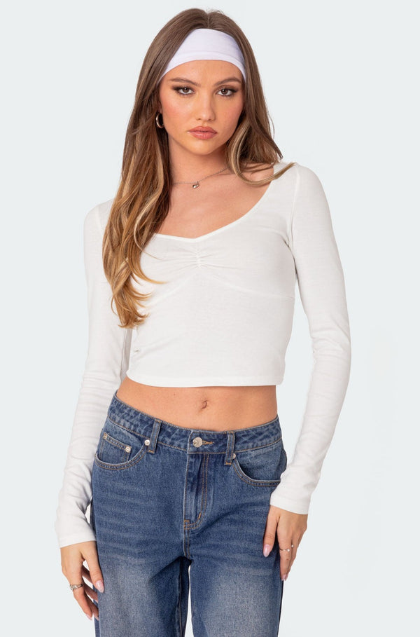 Nat Ruched V Neck Top view 1