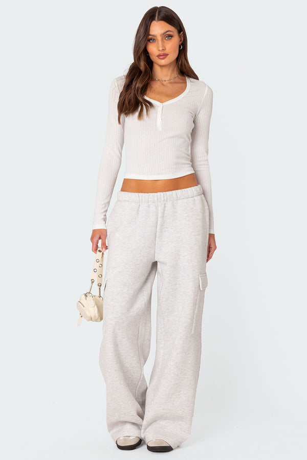 Wide Leg Cargo Sweatpants view 1