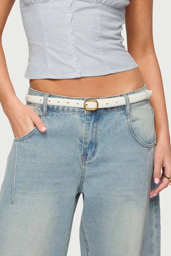 Oval Buckle Faux Leather Belt view 1