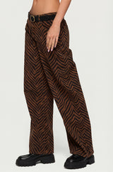 Zebra Print Low Rise Baggy Jeans