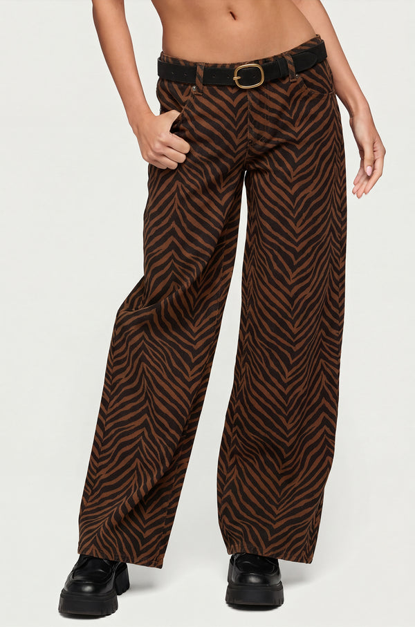 Zebra Print Low Rise Baggy Jeans view 2