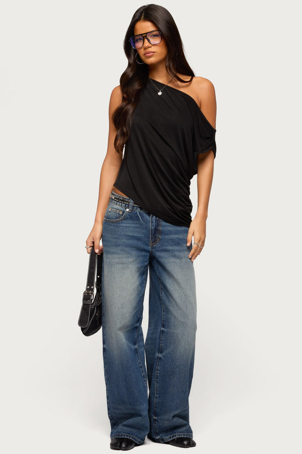 Ofelia Asymmetric Off Shoulder Ruched Top view 1