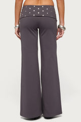 Breanna Studded Foldover Wide Leg Pants