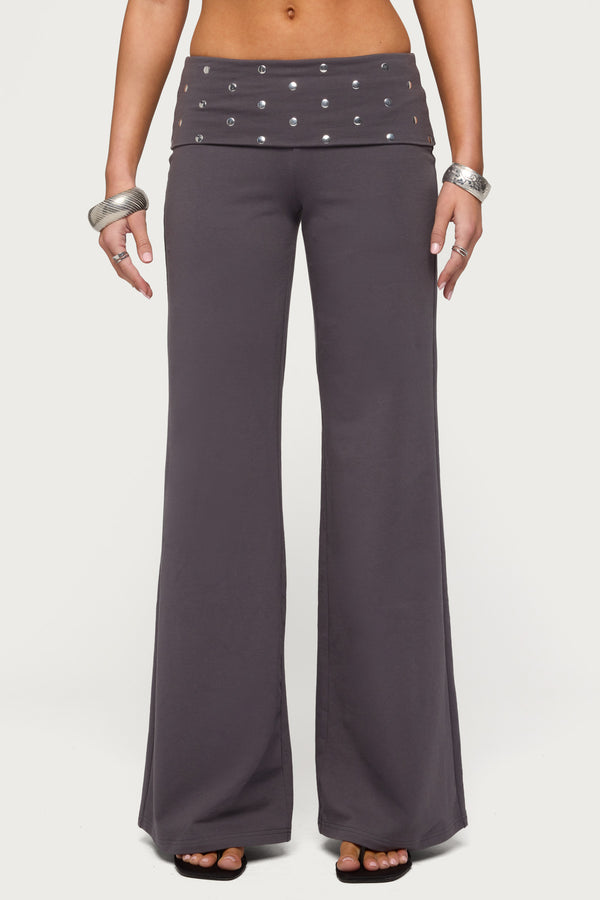 Breanna Studded Foldover Wide Leg Pants view 2