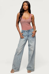 Angelita Rhinestone Sheer Mesh Bodysuit