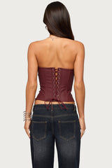 Izara Studded Faux Leather Corset