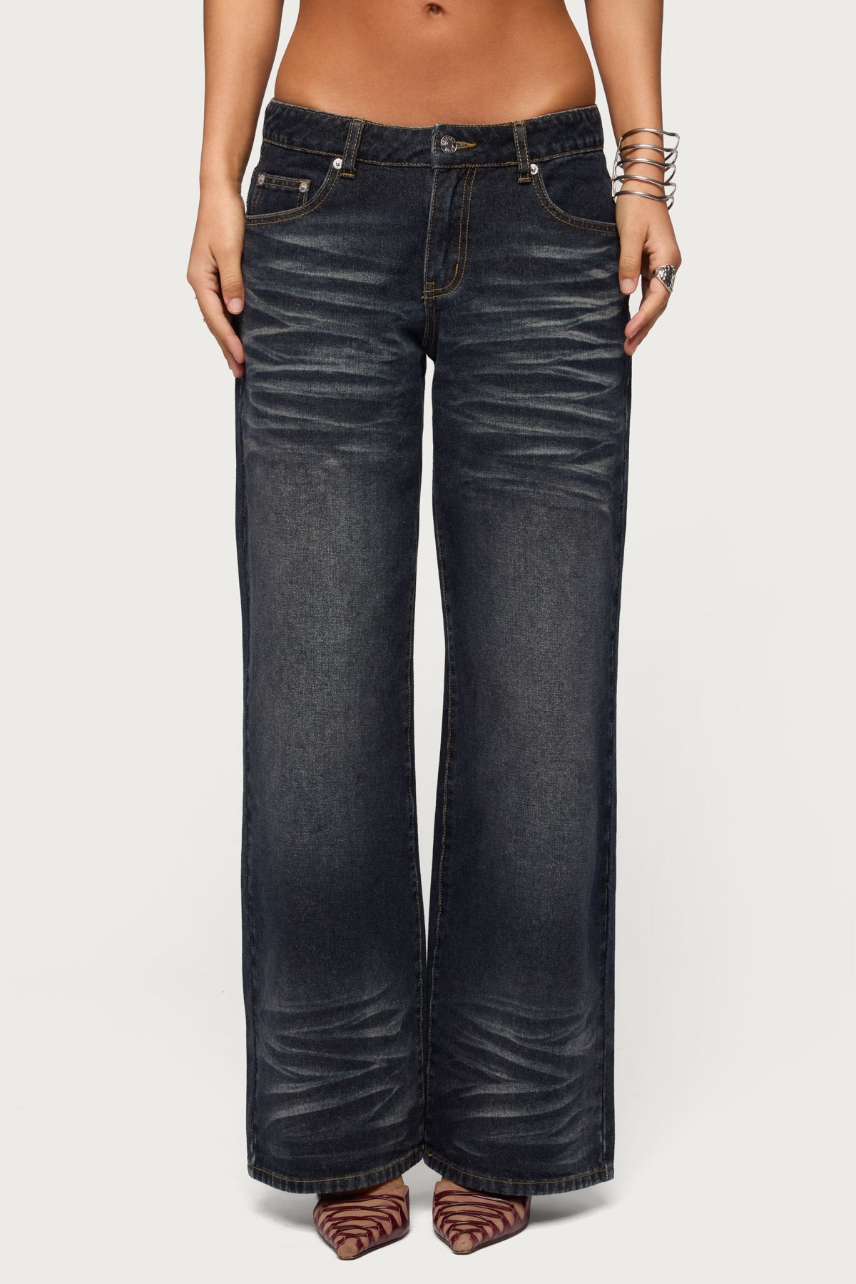 Magda Acid Wash Low Rise Baggy Jeans