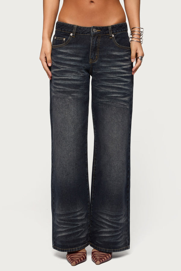 Magda Acid Wash Low Rise Baggy Jeans view 2