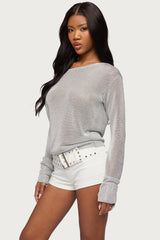 Charlo Off Shoulder Shiny Knit Top