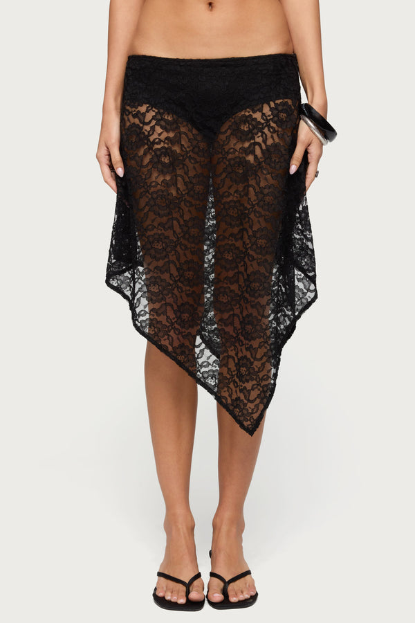 Sheer Lace Handkerchief Midi Skort view 2