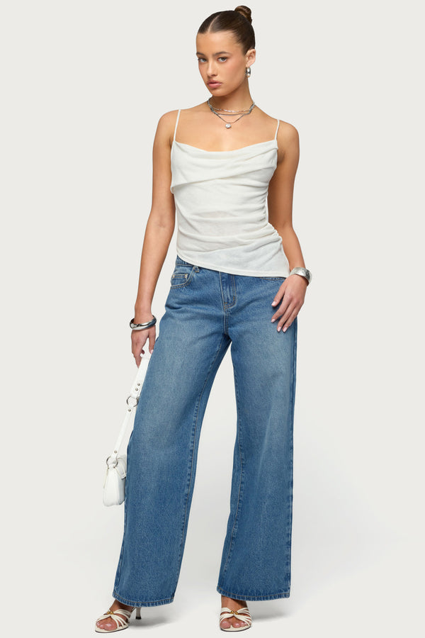 Asymmetric Cowl Neck Tank Top view 2