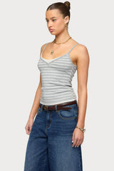 Layered Contrast Striped Tank Top