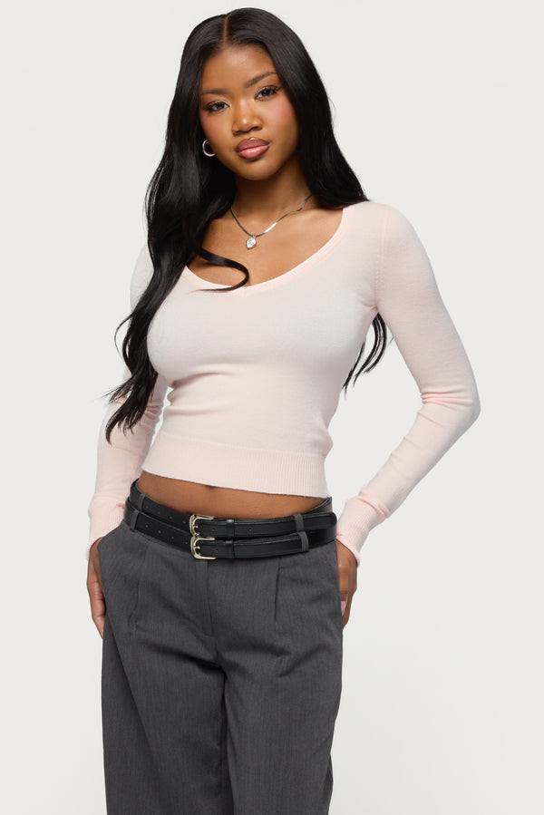 Mercedes Knitted V Neck Top view 1