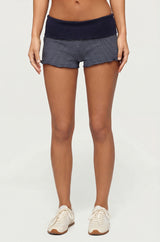 Nour Contrast Striped Foldover Shorts