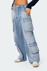 Tara Low Rise Baggy Cargo Jeans