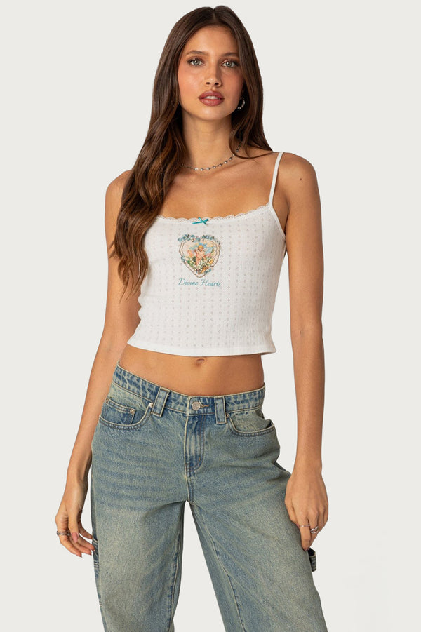 Divine Hearts Pointelle Tank Top view 1