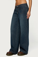 Heart Pockets Low Rise Baggy Jeans