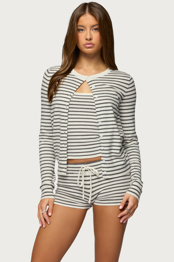 Lillian Striped Button Up Knit Cardigan view 1
