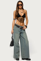 Beaded Cowl Neck Bra Top