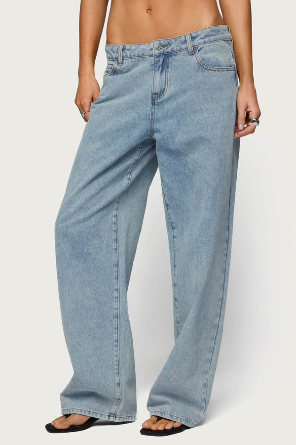 Dalina Washed Low Rise Baggy Jeans view 2