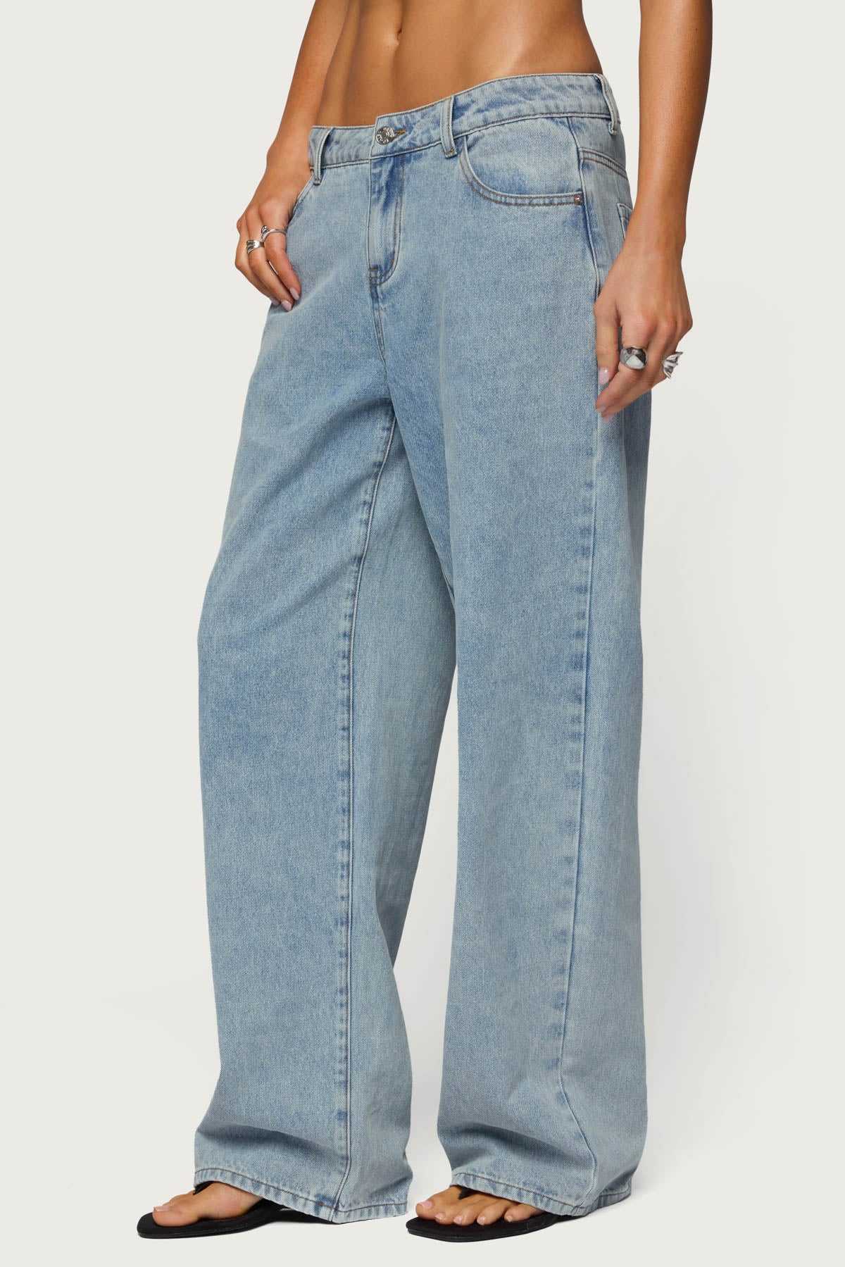 Dalina Washed Low Rise Baggy Jeans