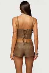 Idara Faux Leather Corset