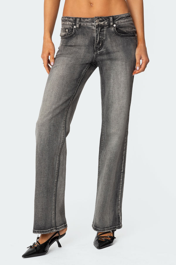 Boot Cut Washed Low Rise Jeans view 2