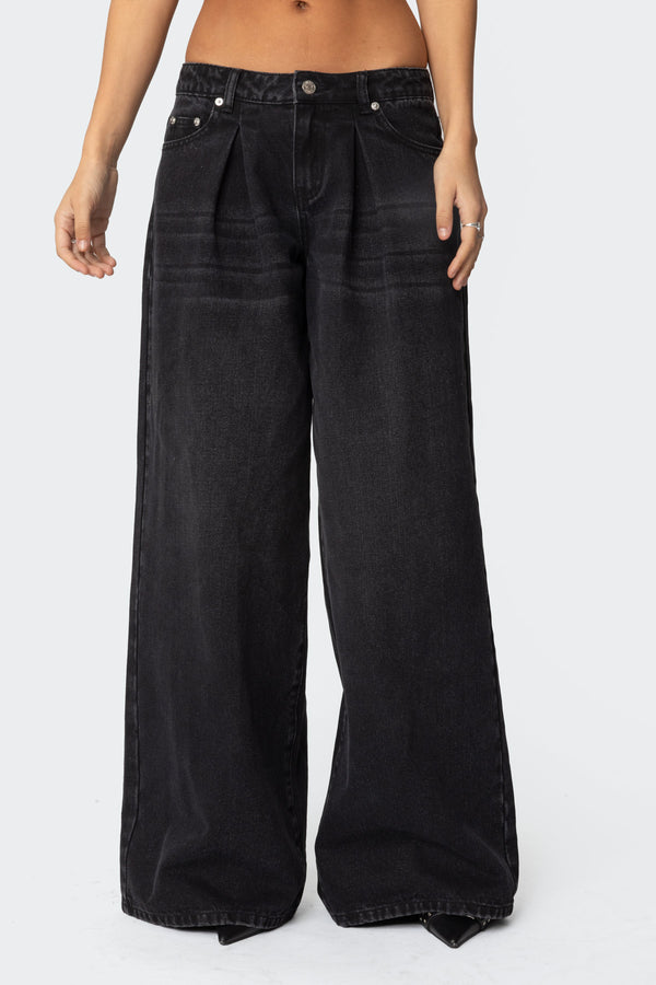 Pleated Detail Low Rise Baggy Jeans view 2