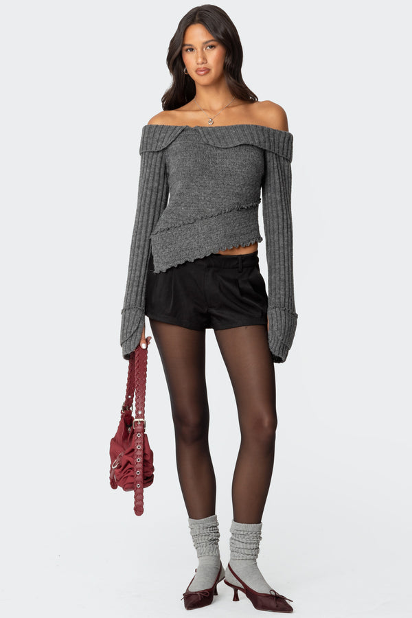 Mikkie Asymmetric Fold Over Knit Top view 2