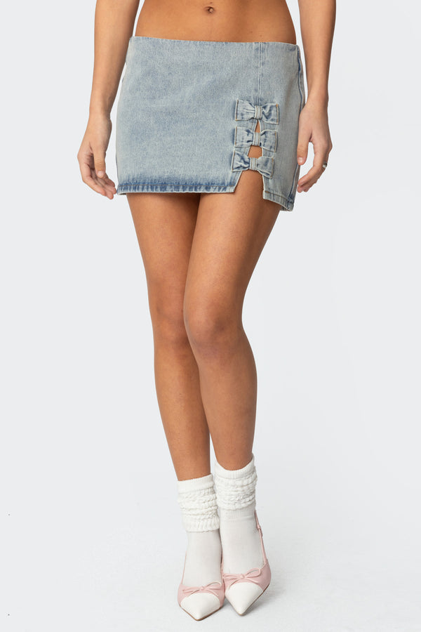 Bowdie Washed Denim Mini Skirt view 2