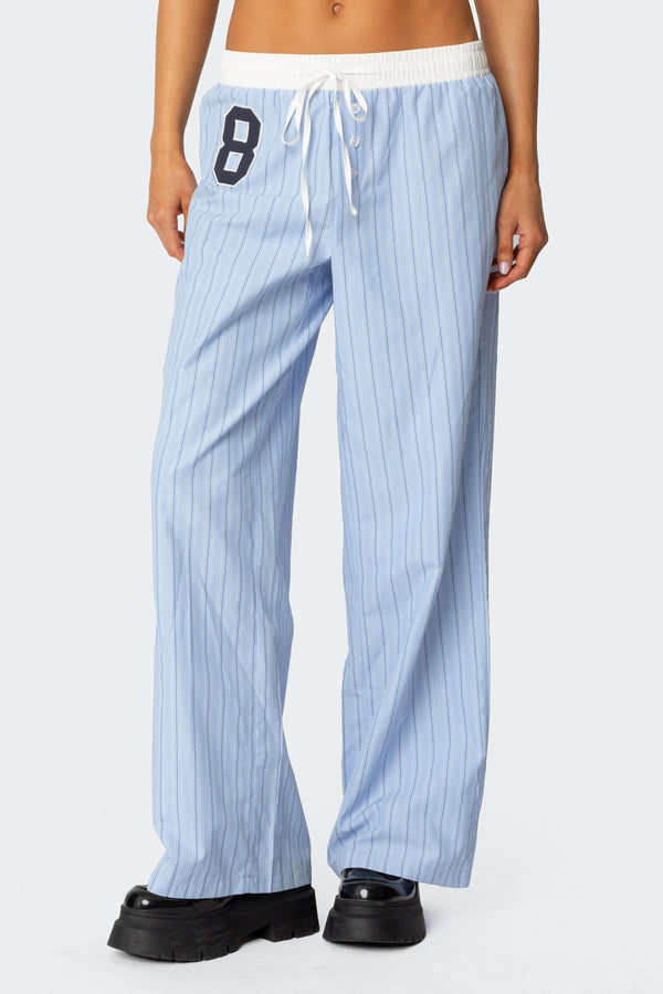 Erez Contrast Waist Striped Pants view 2