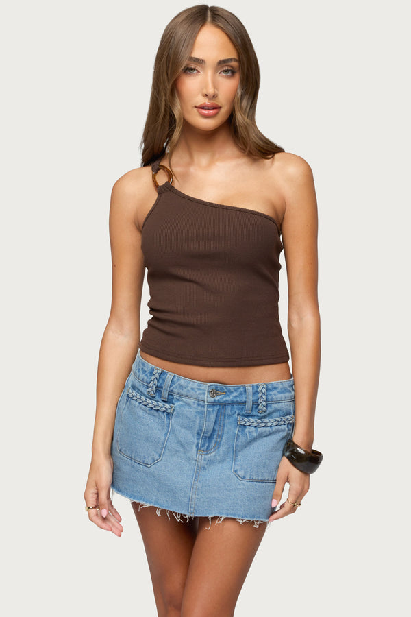 Calista Ribbed One Shoulder Top view 1