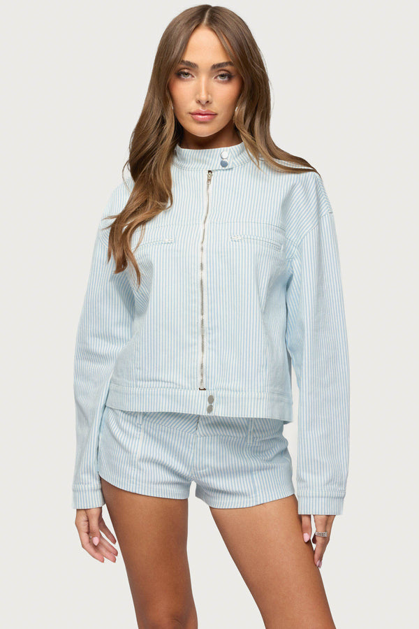 Myah Pinstripe Moto Jacket view 1