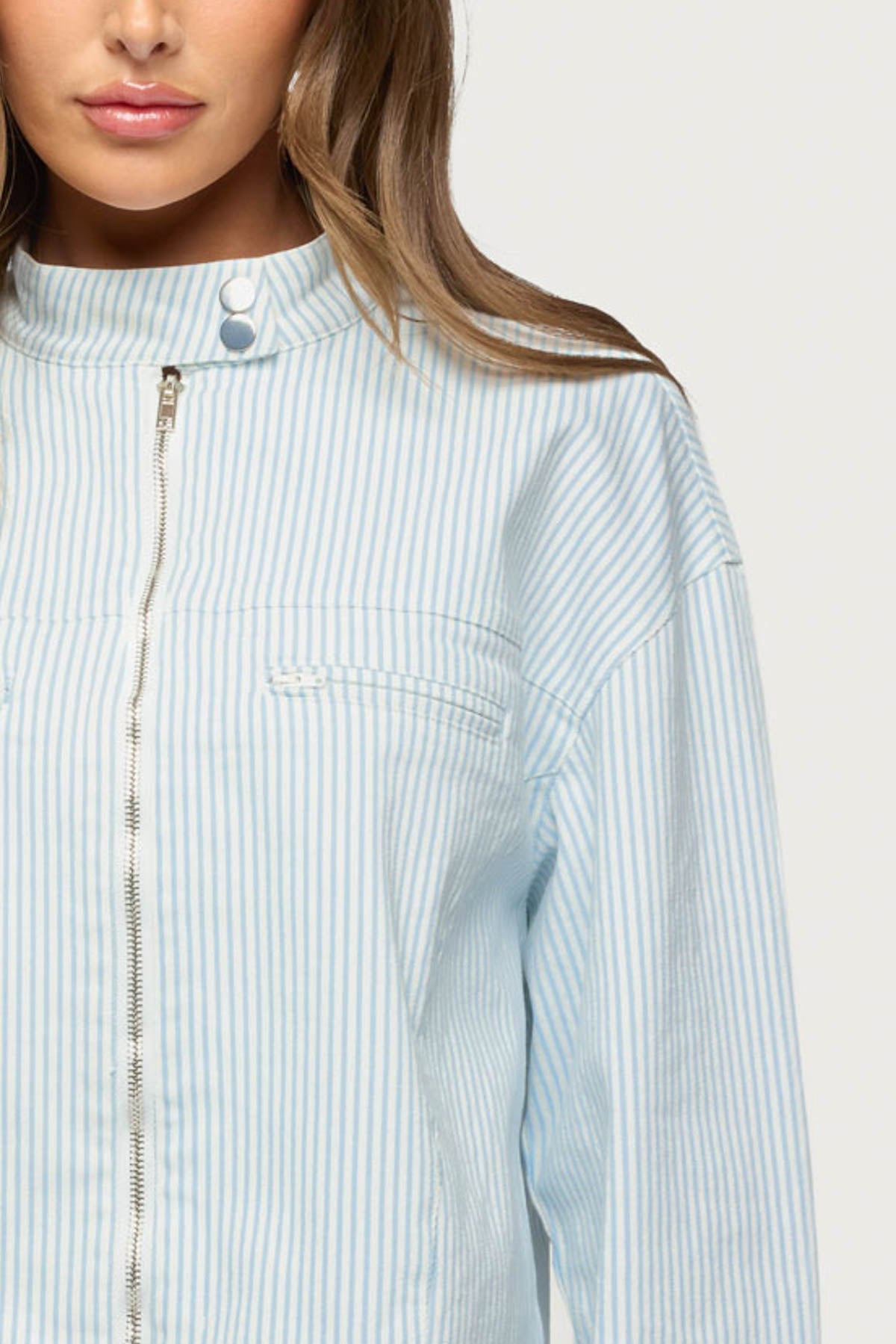 Myah Pinstripe Moto Jacket