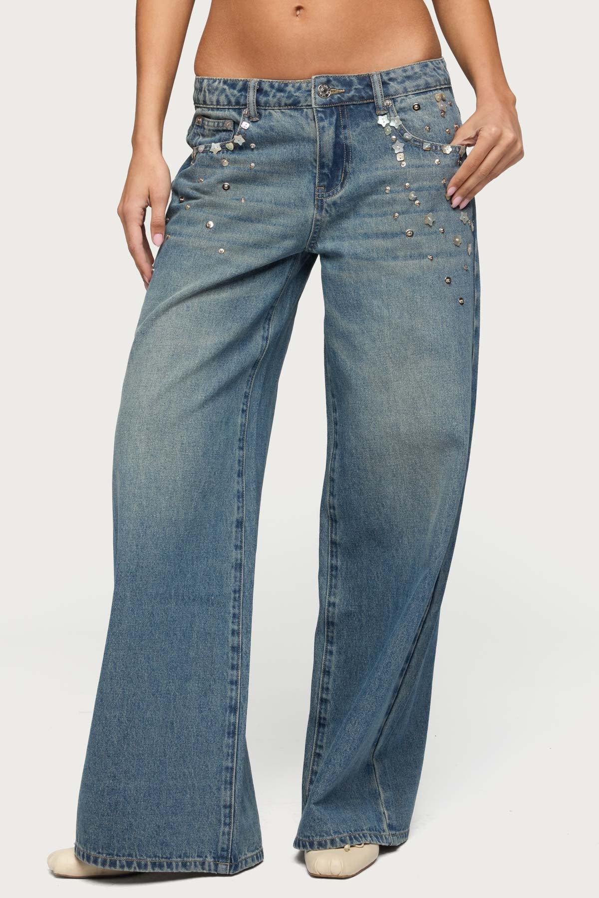 Mahlia Button Low Rise Baggy Jeans