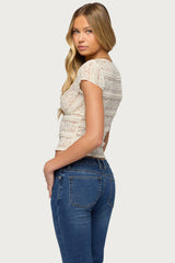 Avalee Sheer Lace V Neck Top