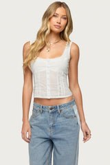 Embroidered Cotton Button Up Top