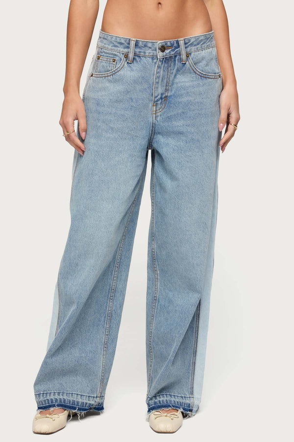 Cailin Contrast Panel Low Rise Baggy Jeans view 2