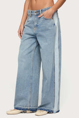 Cailin Contrast Panel Low Rise Baggy Jeans